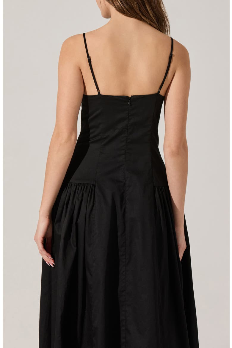 High Neck Open Back Cotton Midi Dress, Alternate, color, BLACK