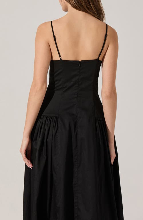 Astr The Label High Neck Open Back Cotton Midi Dress In Black