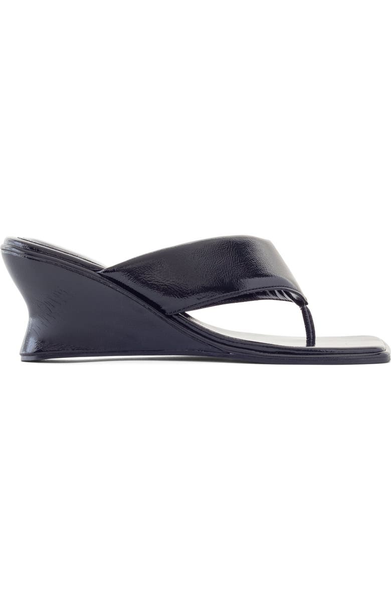 Therapy Australia LENNOX Square Toe Wedge Thong Heel, Alternate, color, Black Crinkled Patent Pu