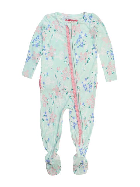 SoftSnooze Baby Girls Ruffle One Piece Footie Pajamas