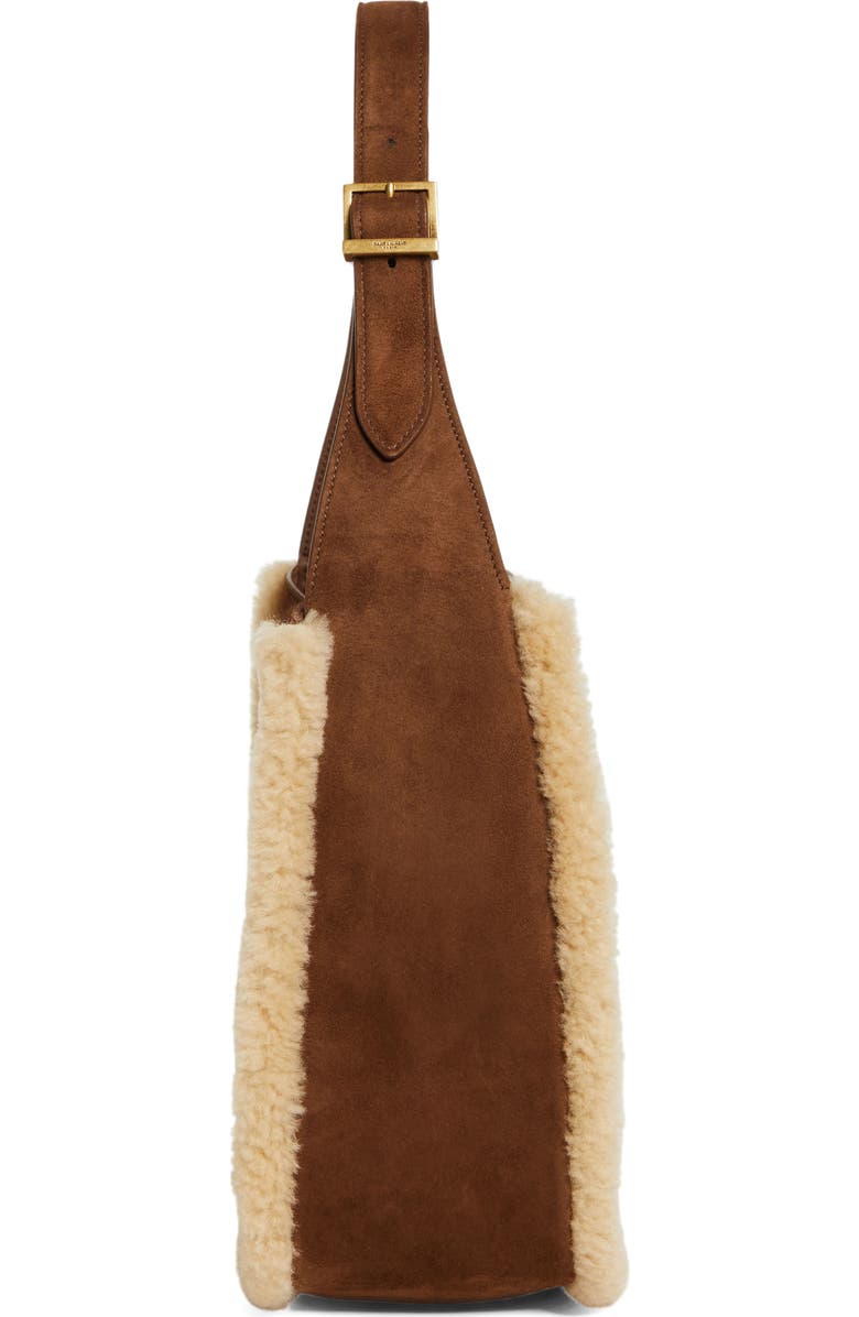Saint Laurent Small Le 5 à 7 Genuine Shearling Hobo Bag, Alternate, color,