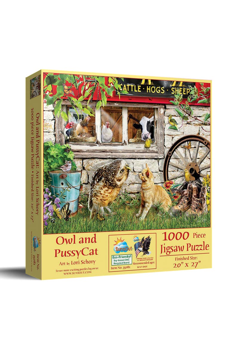Owl and Pussycat 1000 piece Jigsaw Puzzle for Adults, Main, color, Multicolor