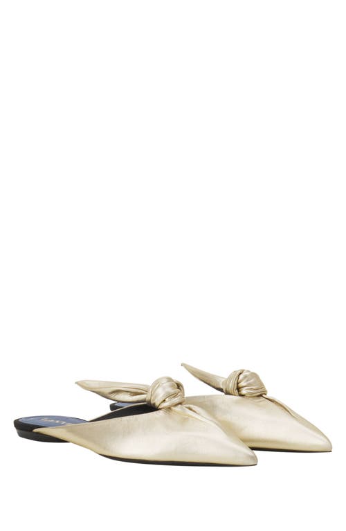 Lanvin Midnight Step Bow Mule In Metallic Leather In Gold