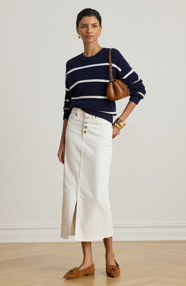 Lauren Ralph Lauren Rindalle Denim Pencil Skirt, Alternate, color, White Wash