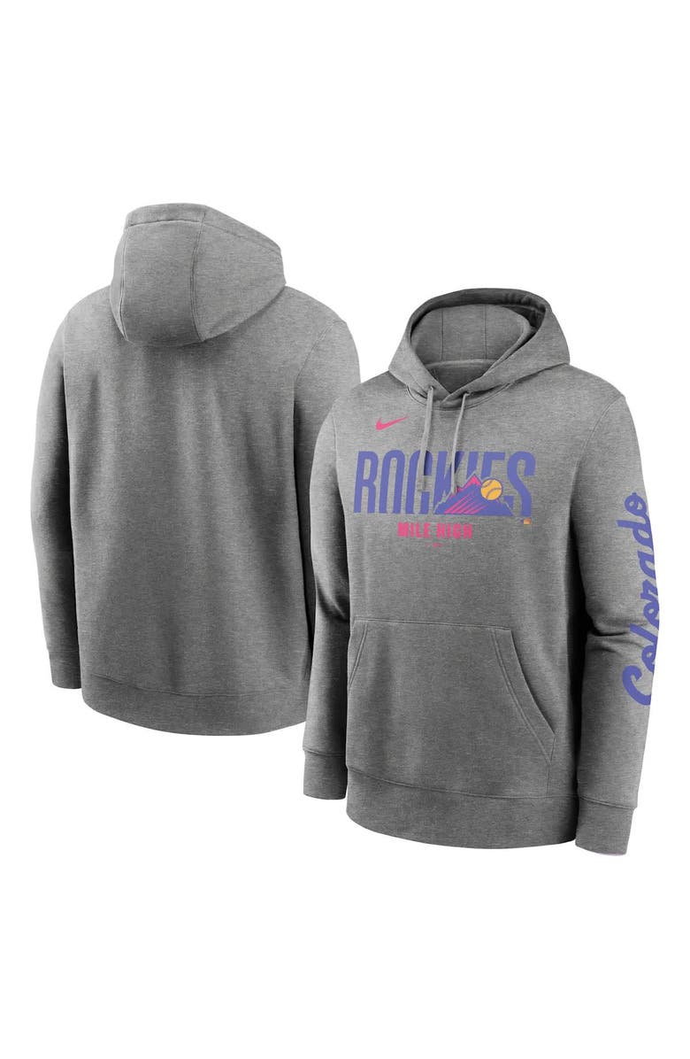 Nike Men's Nike  Heather Gray Colorado Rockies 2025 City Connect French Terry Club Fleece Pullover Hoodie, Main, color, Heather Gray