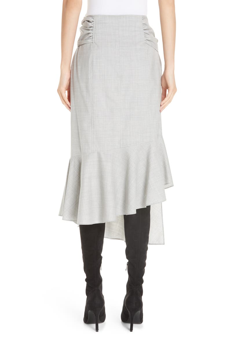 Ruffled Suiting Skirt, Alternate, color, GREY MELANGE