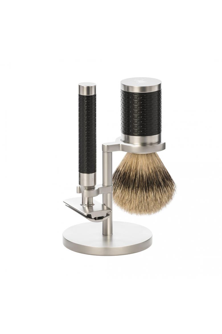 Rocca Stainless Steel & Black 3-Piece Silvertip Badger & Safety Razor Shaving Set, Main, color, Steel