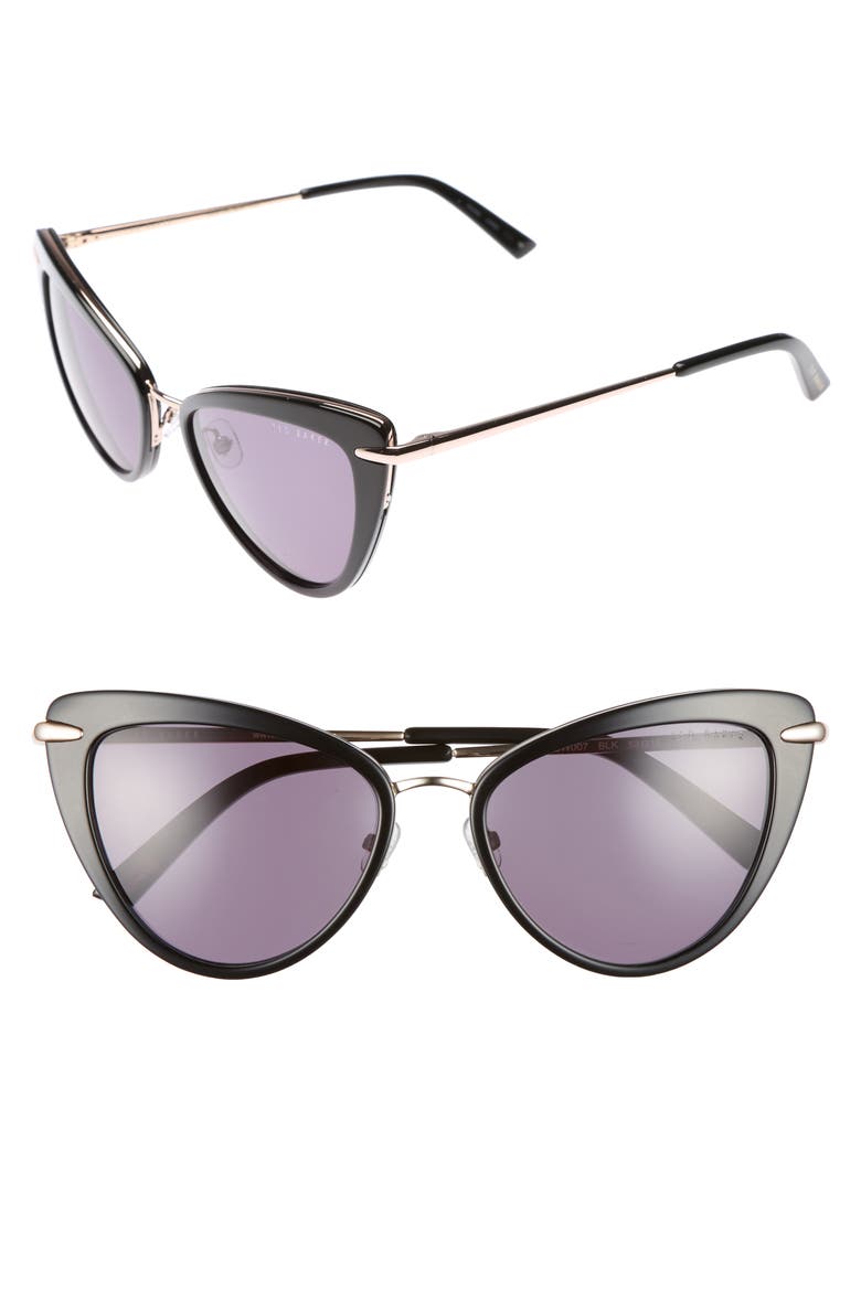53mm Cat Eye Sunglasses, Main, color, BLACK