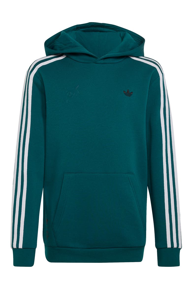 Kids' Adicolor Graphic Hoodie, Main, color, RICH GREEN/ BLACK