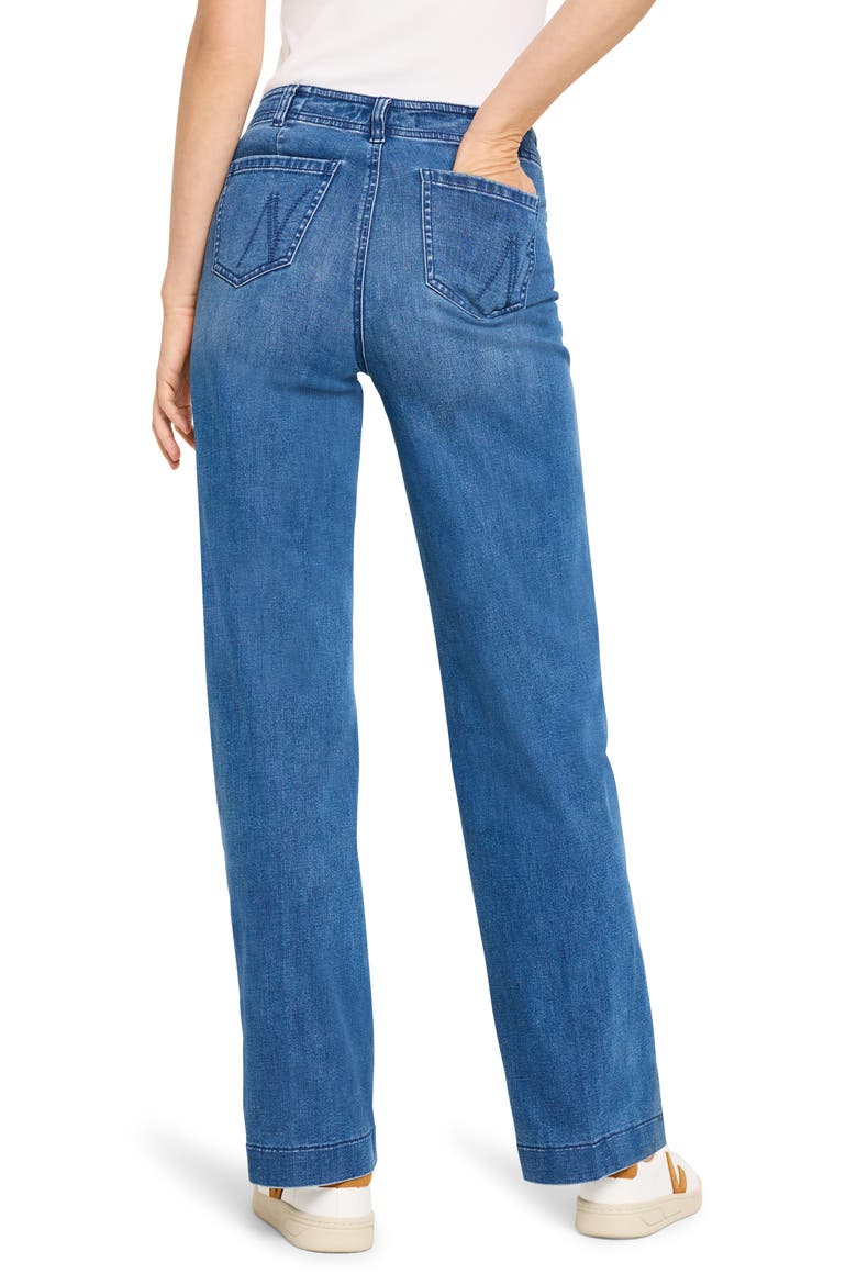 Patch Pocket High Waist Wide Leg Jeans, Alternate, color, ATLANTIC