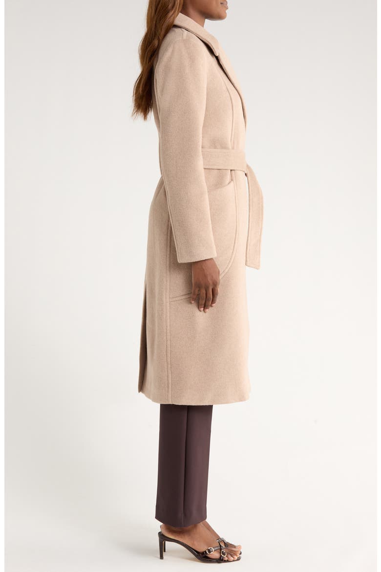 Belted Wool Blend Longline Coat, Alternate, color, OATMEAL