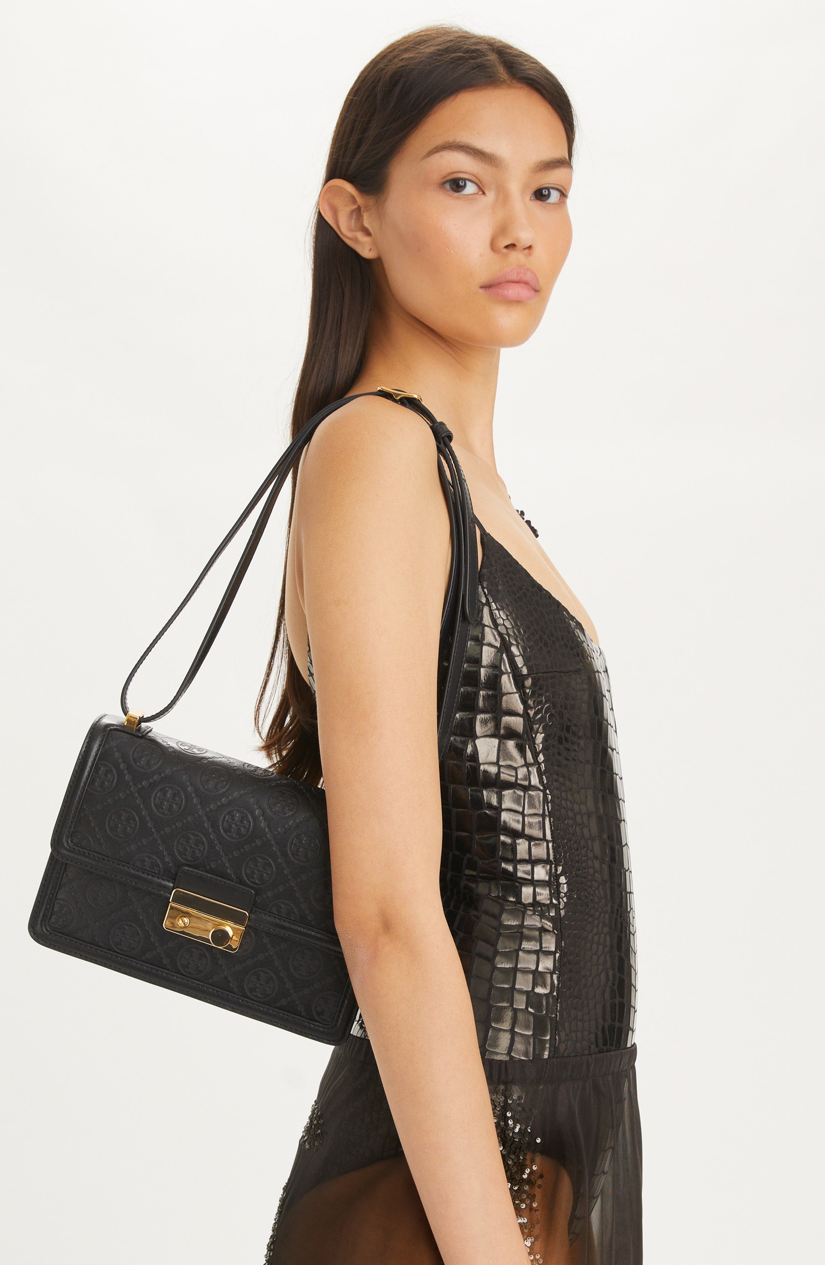 Tory Burch T Monogram Debossed Convertible Shoulder Bag, Alternate, color, 