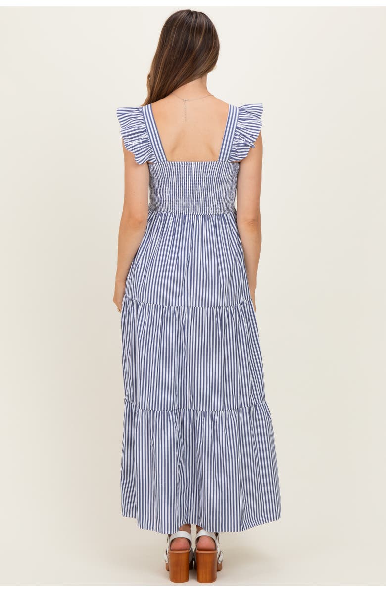 PinkBlush Striped Ruffle Strap Smocked Maxi Dress, Alternate, color, Navy Blue