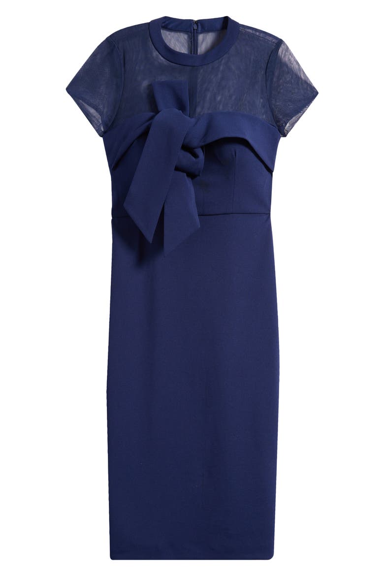 Roselle Bow Detail Cocktail Midi Dress, Alternate, color, NAVY