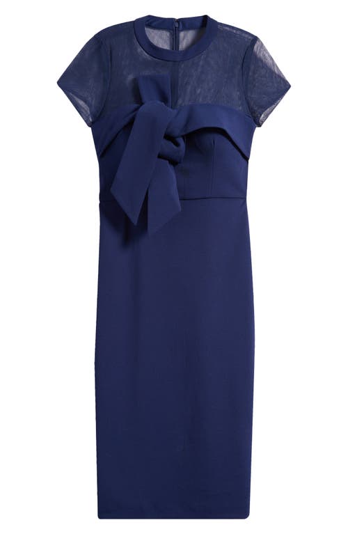 Js Collections Roselle Bow Detail Cocktail Midi Dress In Navy