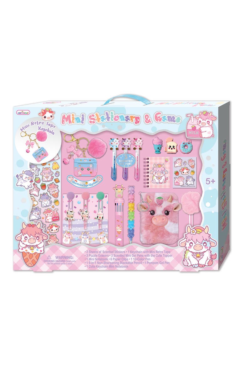 Kids' Mini Stationery & Game Cow Set, Main, color, MULTI