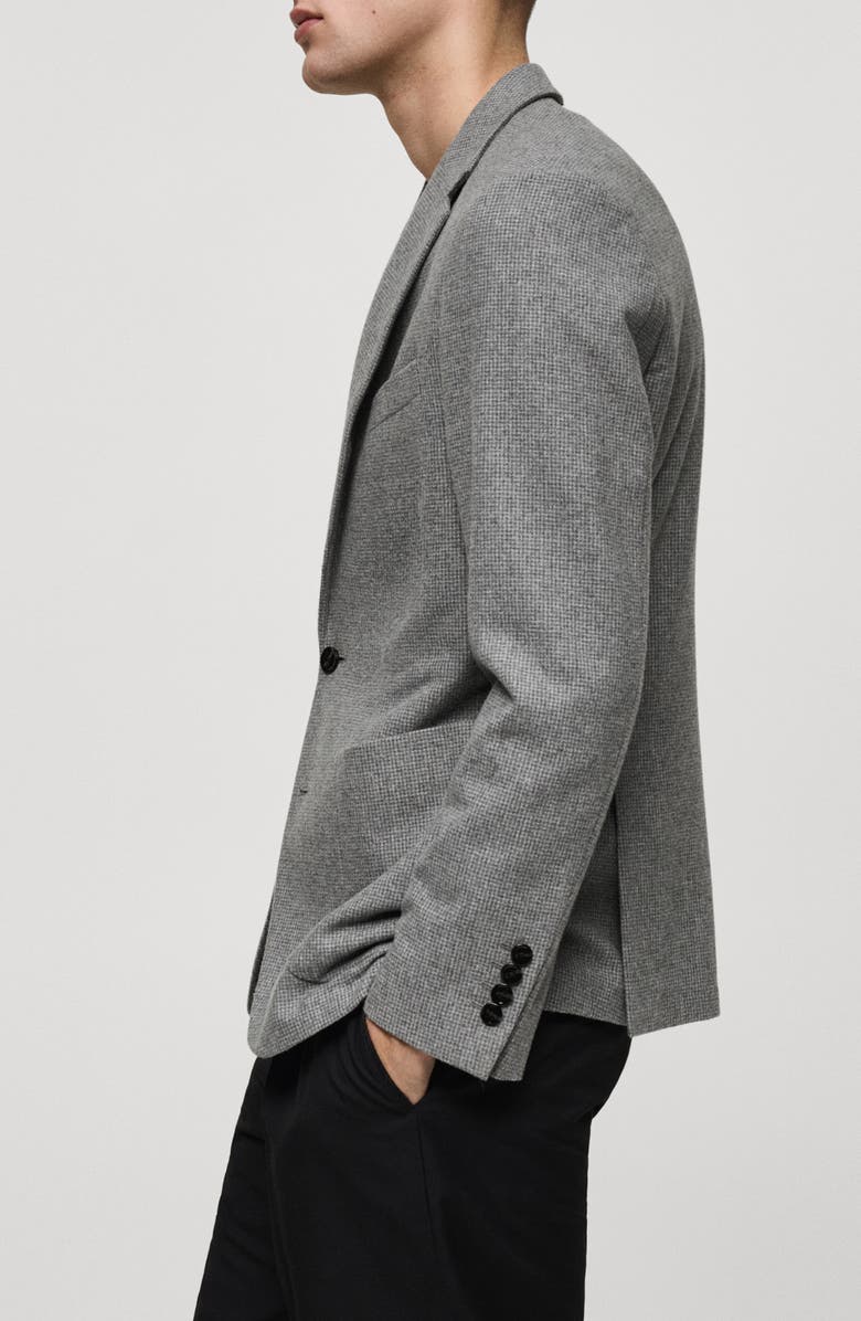 MANGO Slim Fit Houndstooth Wool Blend Flannel Sport Coat, Alternate, color, Grey