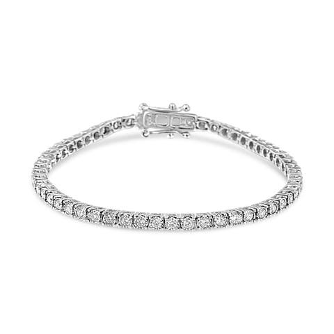14K White Gold 2.0 Ctw Miracle Set Lab Grown Diamond Illusion  Tennis Bracelet