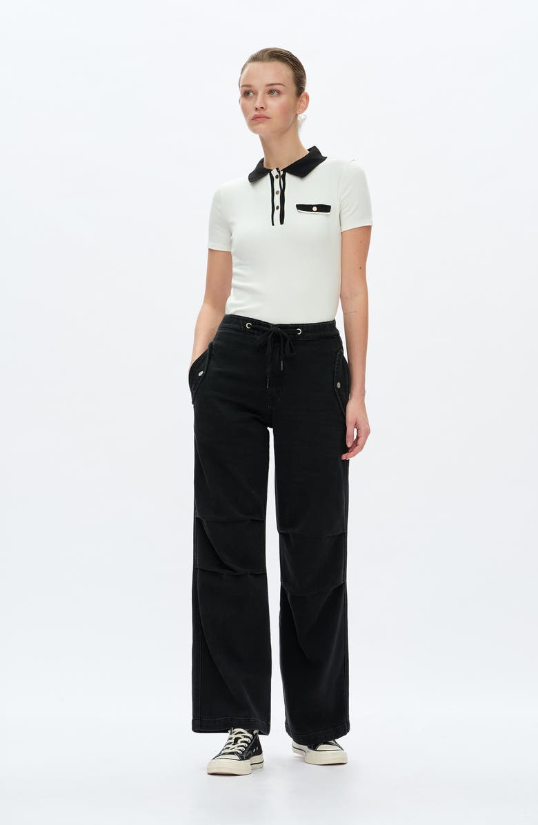 Bayeas High Waist Raw Hem Wide Leg Jeans, Alternate, color, Black