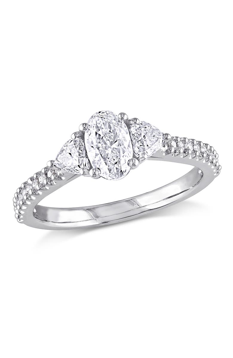 Julianna B. Diamond Oval Heart 3-Stone Engagement Ring 14k, Main, color, 14K White Gold