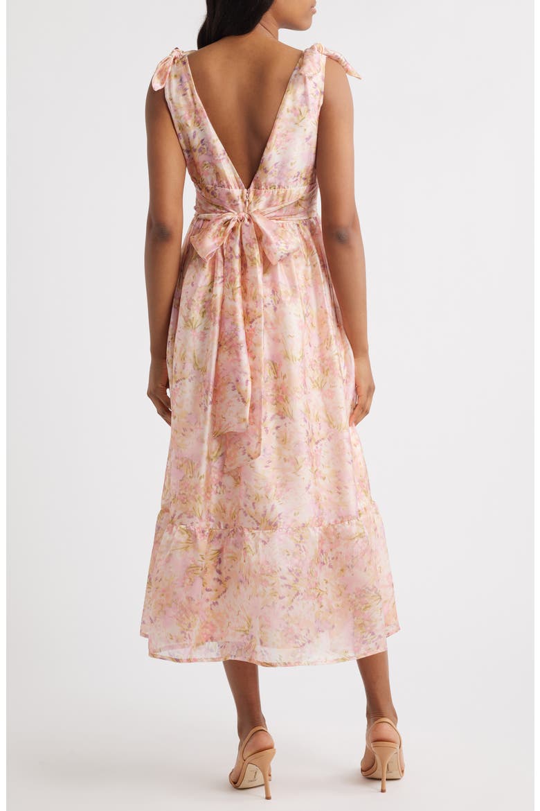 Stella Floral Organza Midi Dress, Alternate, color, PINK MULTI