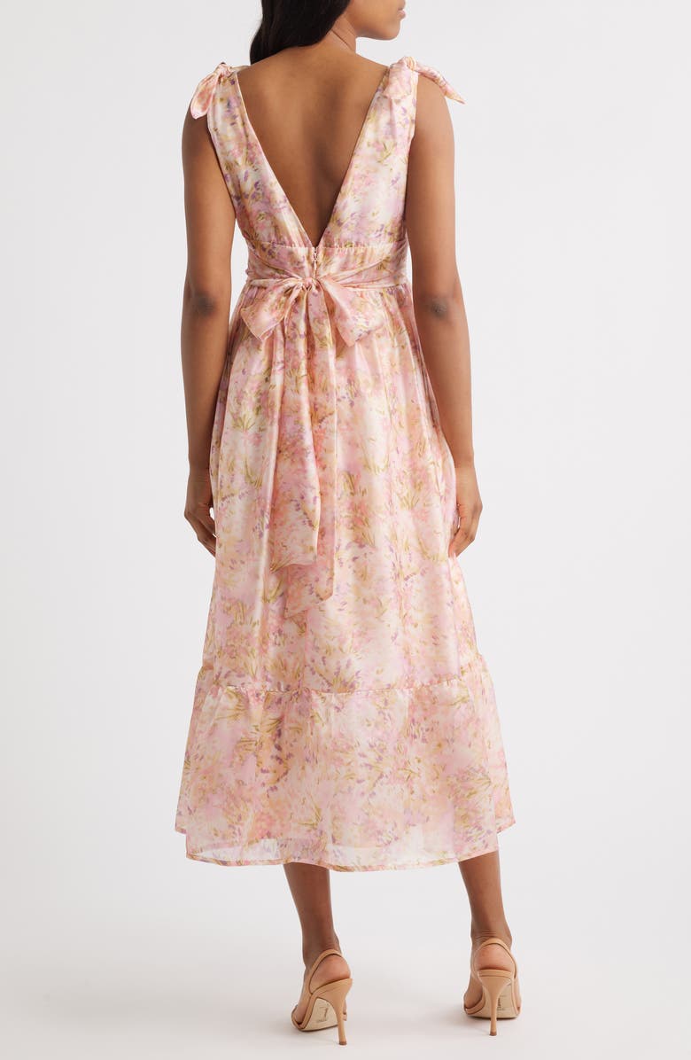 Lulus Stella Floral Organza Midi Dress, Alternate, color, Pink Multi