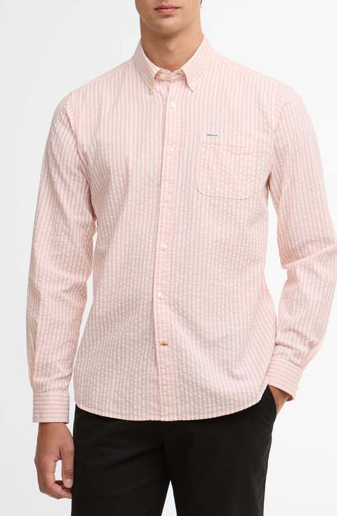 Cresswell Stripe Cotton Seersucker Button-Down Shirt