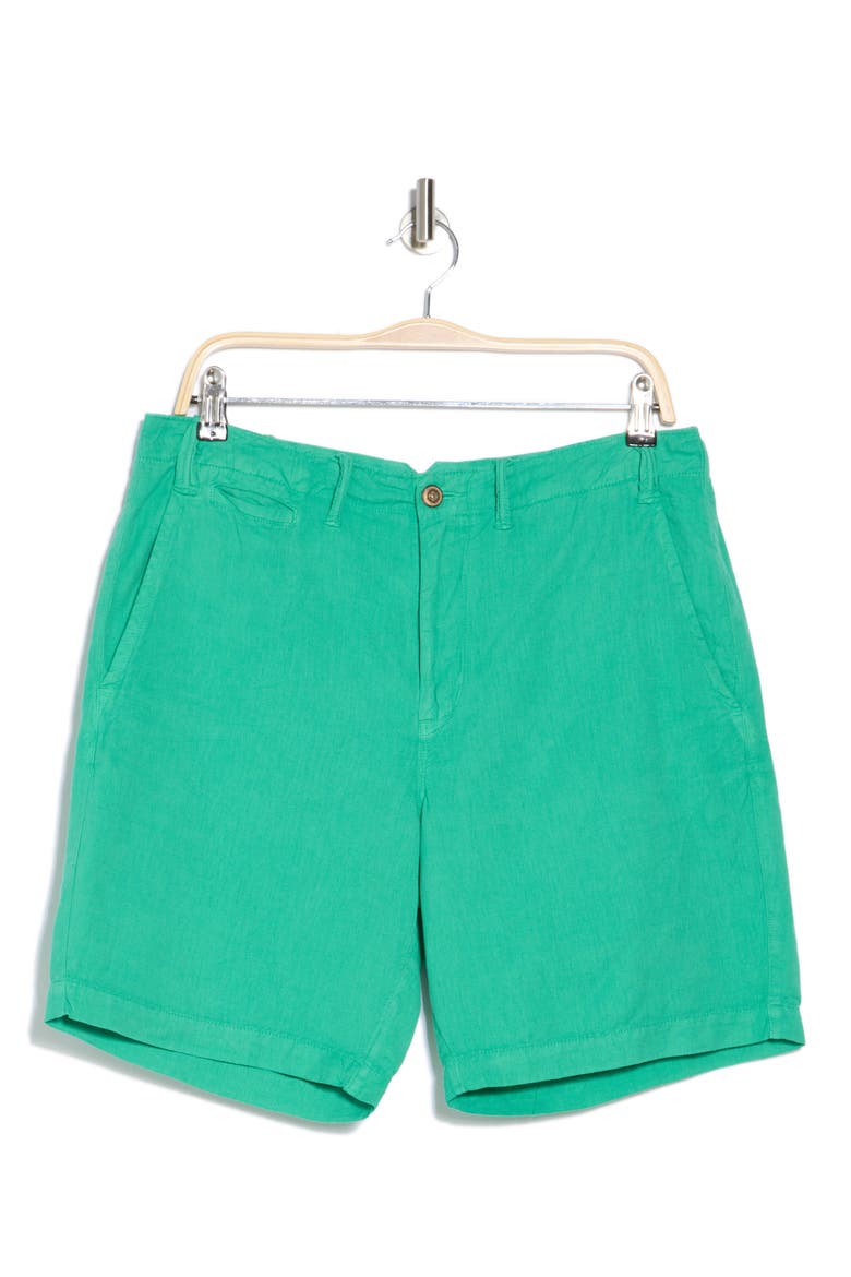 Classic Fit Maritime Linen & Cotton Shorts, Alternate, color, CABO GREEN
