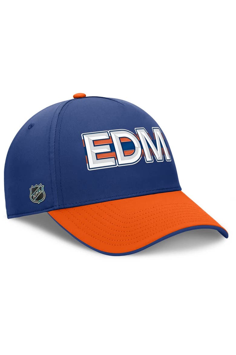 Men's Fanatics Royal/Orange Edmonton Oilers Authentic Pro Rink Team Code Flex Hat, Alternate, color, Royal