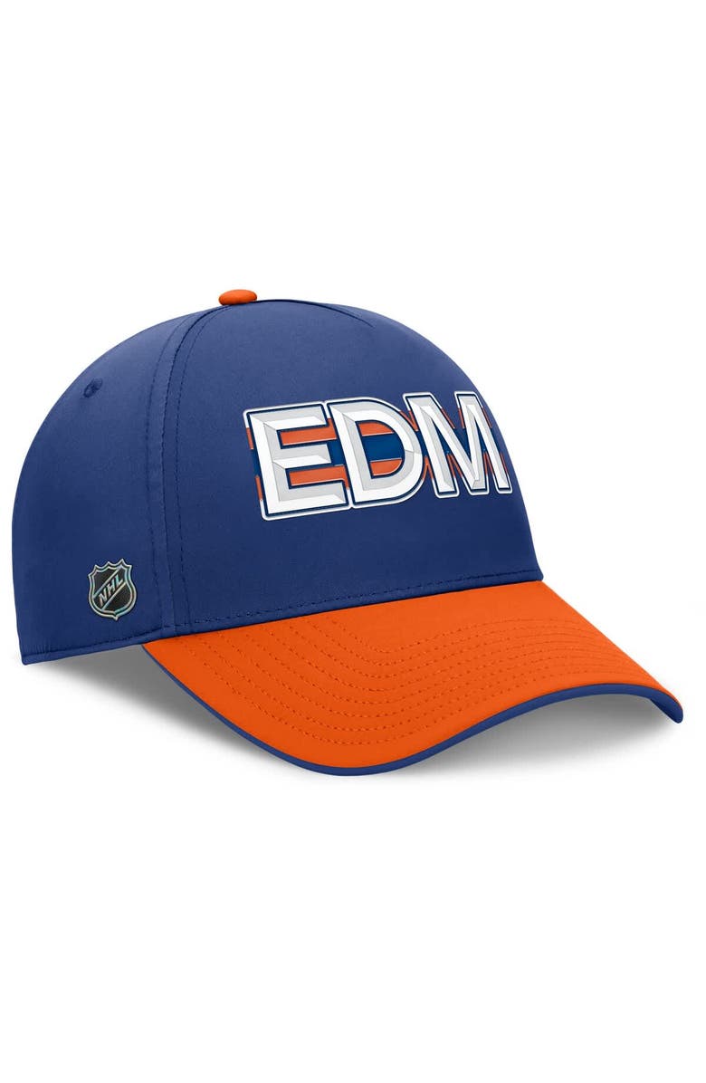 FANATICS Men's Fanatics Royal/Orange Edmonton Oilers Authentic Pro Rink Team Code Flex Hat, Alternate, color, Royal