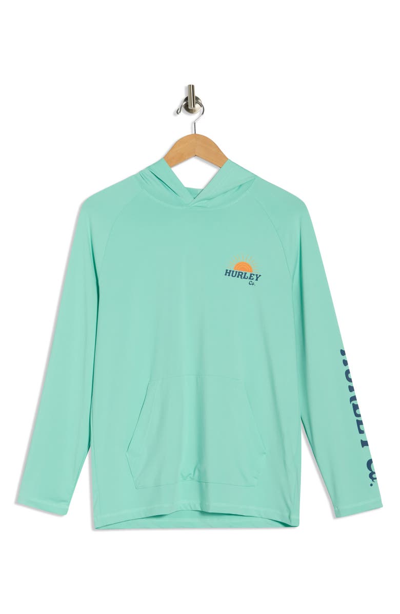 Hurley Sunrise Hooded UPF 50+ Sun Shirt, Alternate, color, Blue / Aqua