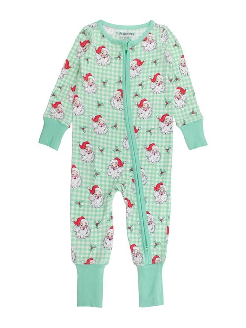 Rufflebutts Kids' Softsnooze Gender Incusive Holiday Convertible One Piece Pajamas In Green