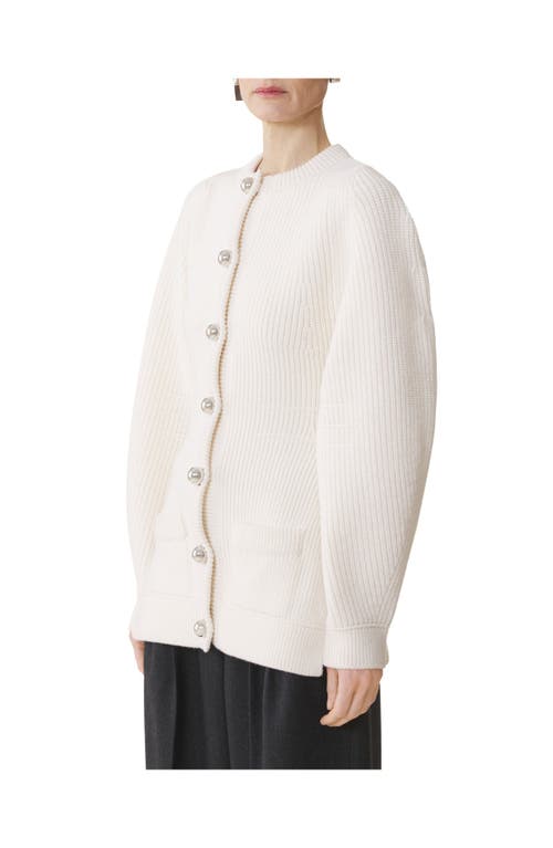 Lanvin Ribbed Button Cardigan In White