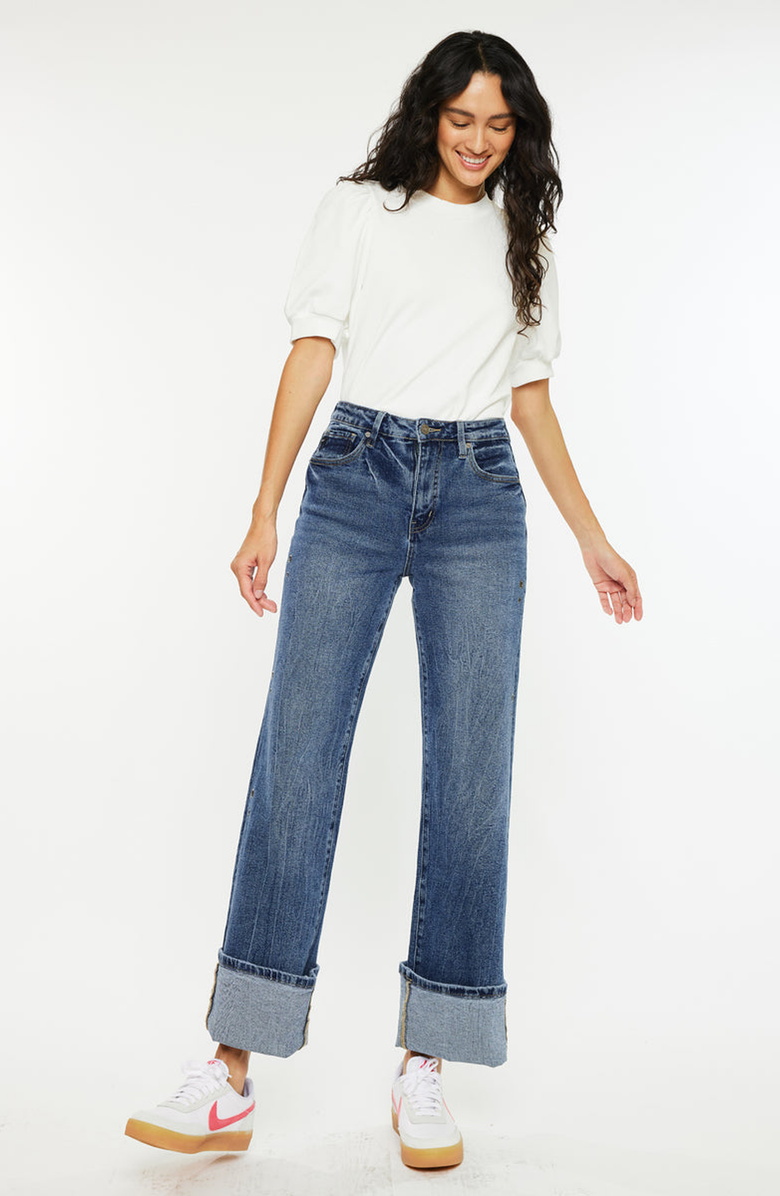 KanCan Hailey High Rise 90's Flare Jeans, Alternate, color, Dark Wash