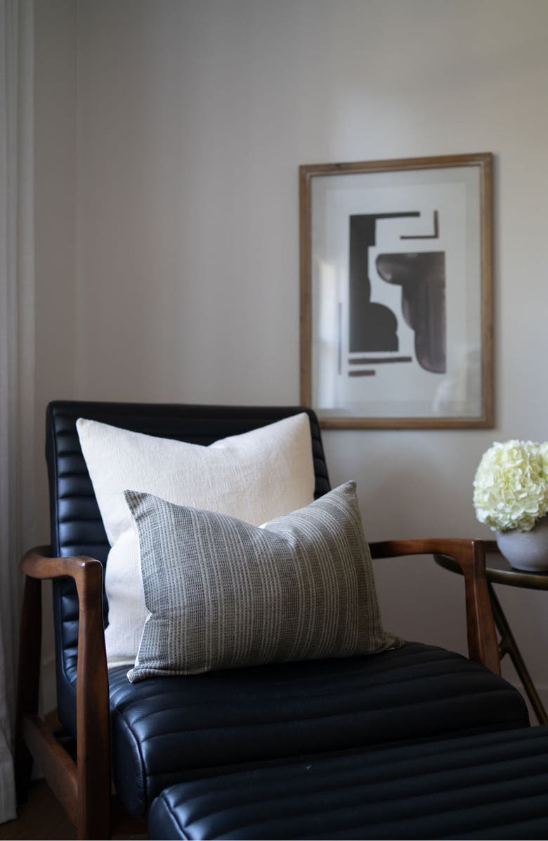 Linen & James Davis Olive Woven Stripe Pillow Cover, Alternate, color, Olive Green