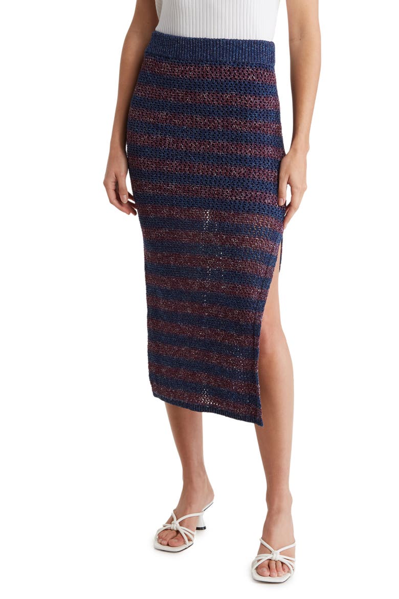 Carson Stripe Knit Skirt, Main, color, BLUE MULTI