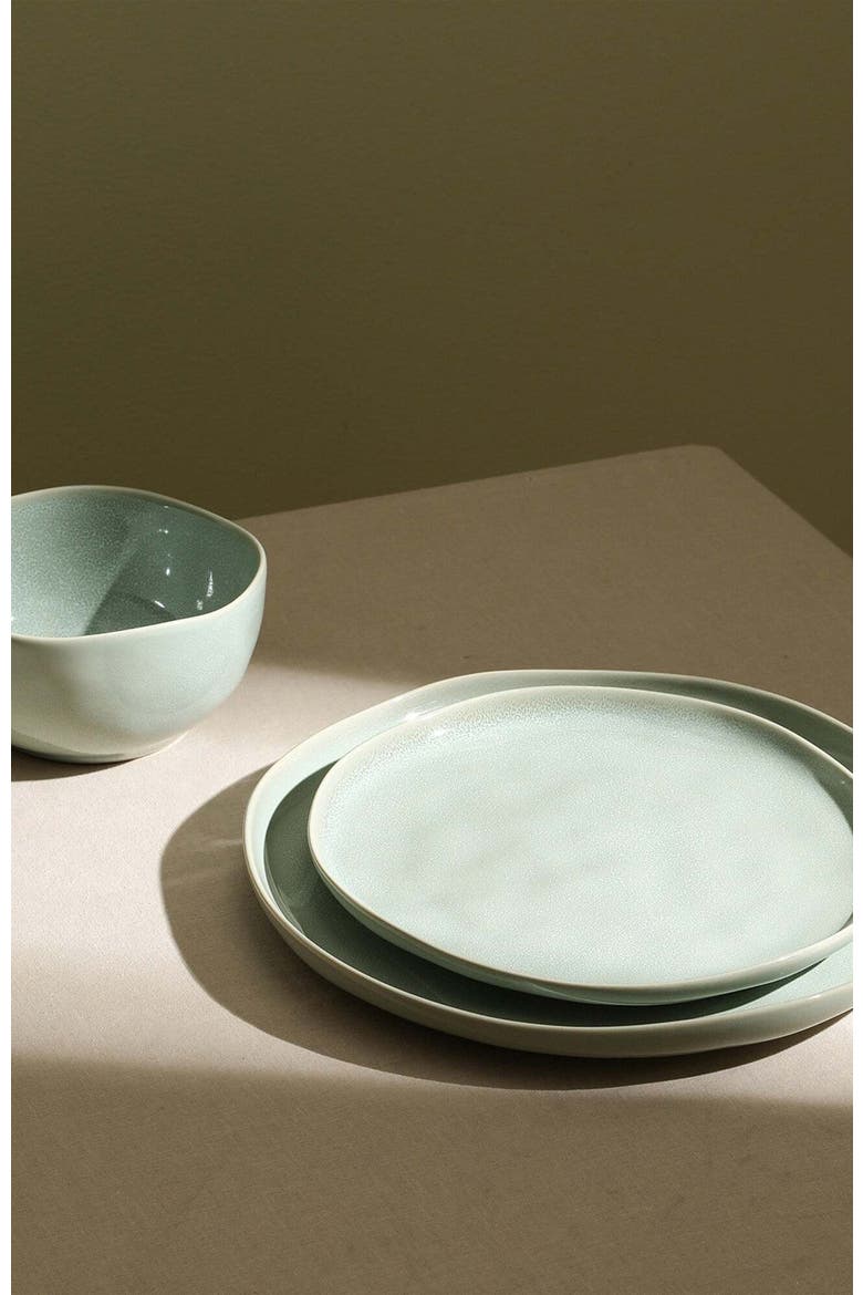 Mirella Stoneware 12-Piece Dinnerware Set, Alternate, color, Light Green