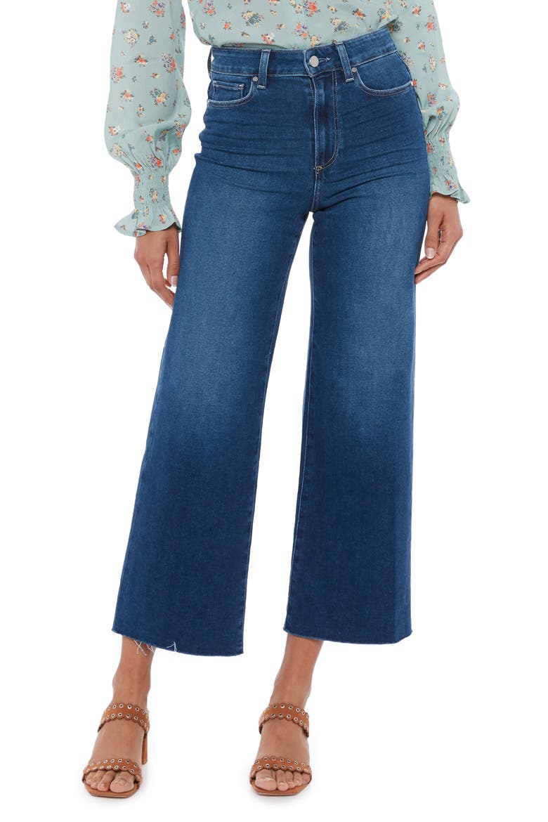 Anessa High Waist Frayed Hem Crop Wide Leg Jeans, Main, color, TALISMAN