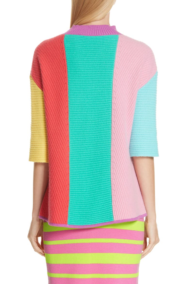 Stripe Short Sleeve Cashmere Sweater, Alternate, color, MULTI