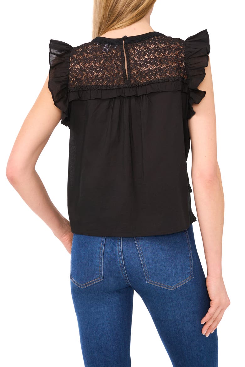Lace & Ruffle Top, Alternate, color, RICH BLACK