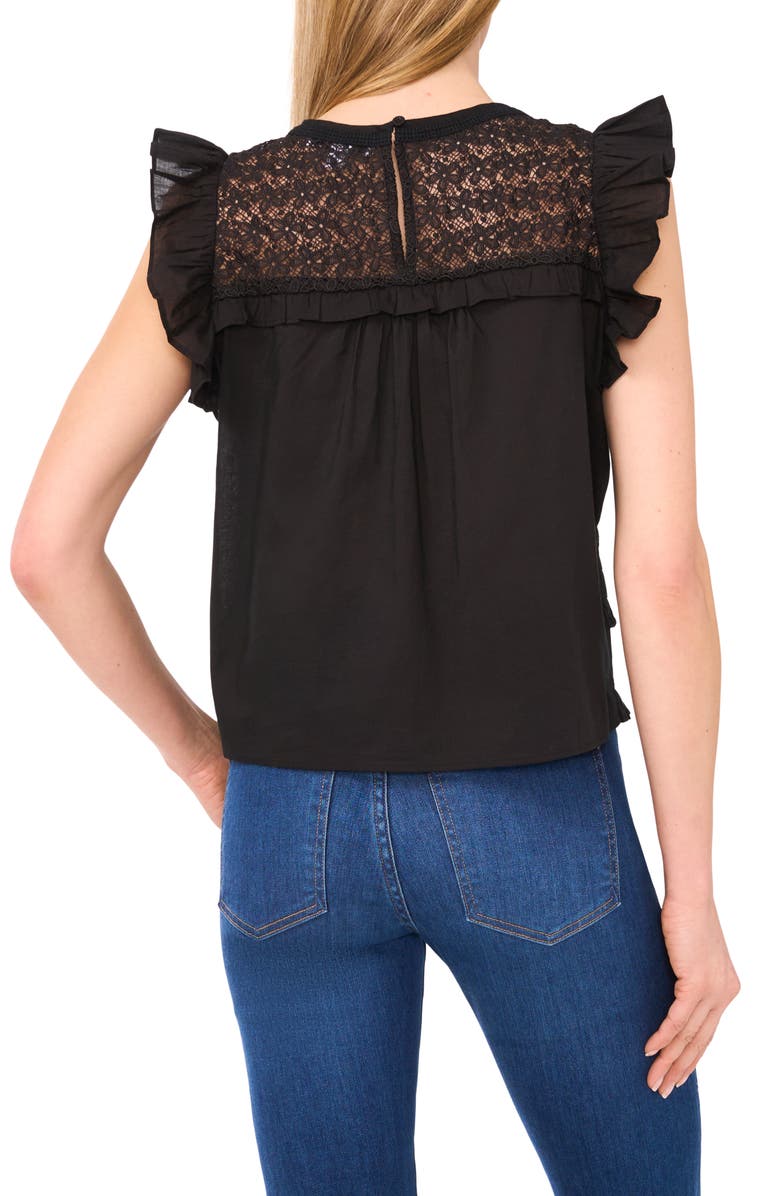 CeCe Lace & Ruffle Top, Alternate, color, Rich Black