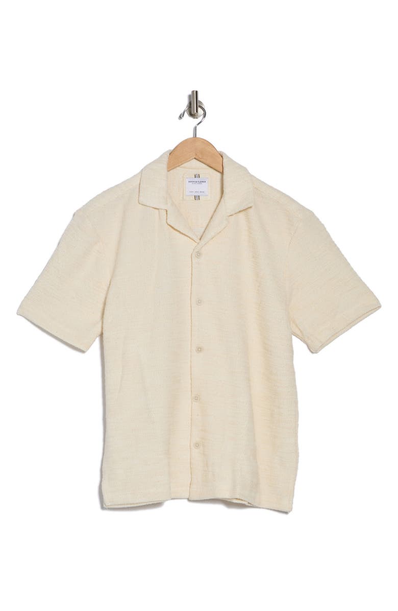 DENIM AND FLOWER Textured Relaxed Fit Camp Shirt, Alternate, color, Off White