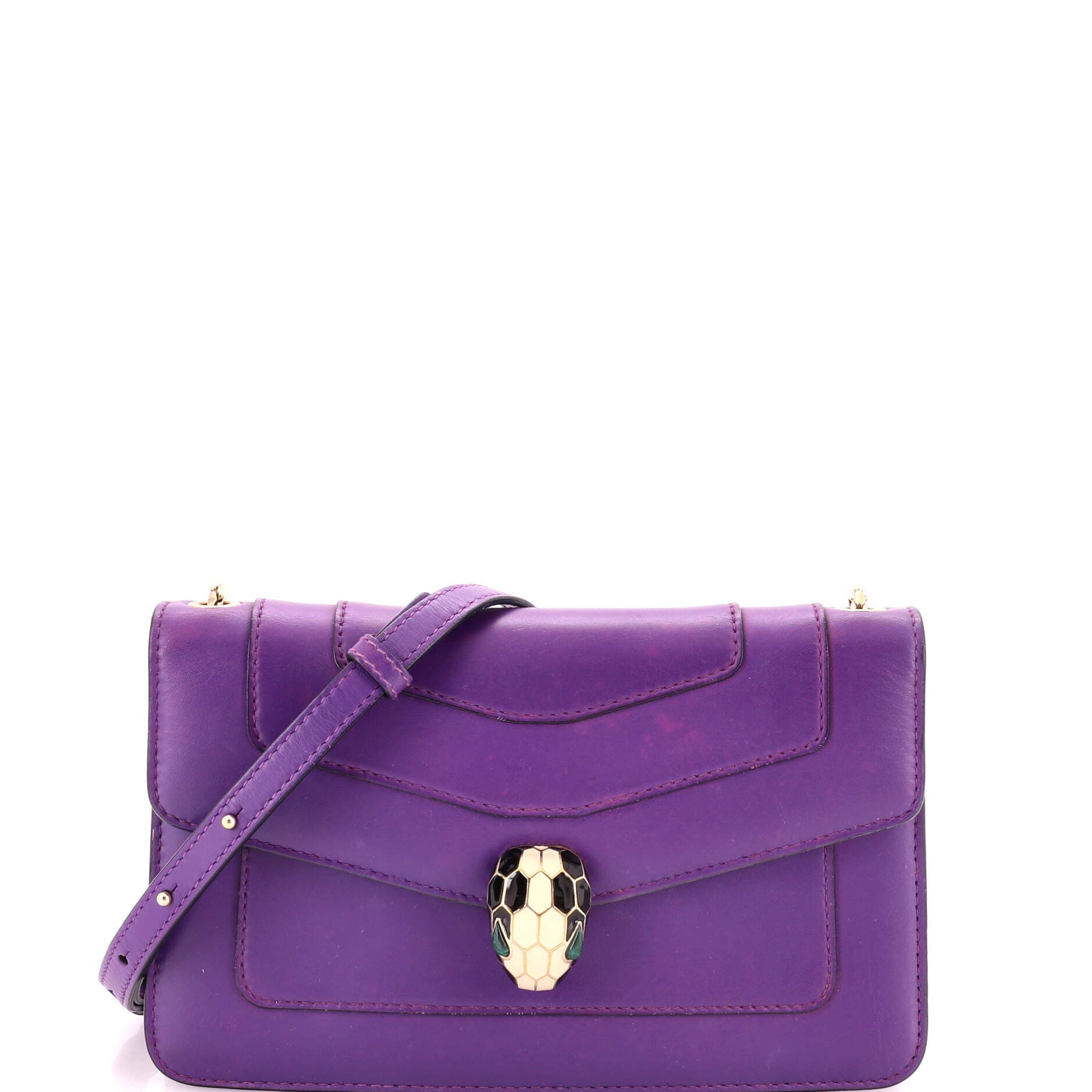 Serpenti Crossbody Bag Leather Small, Main, color, Purple
