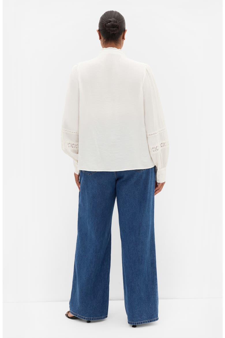 Whimsical Pintuck Lace Shirt, Alternate, color, CREAM
