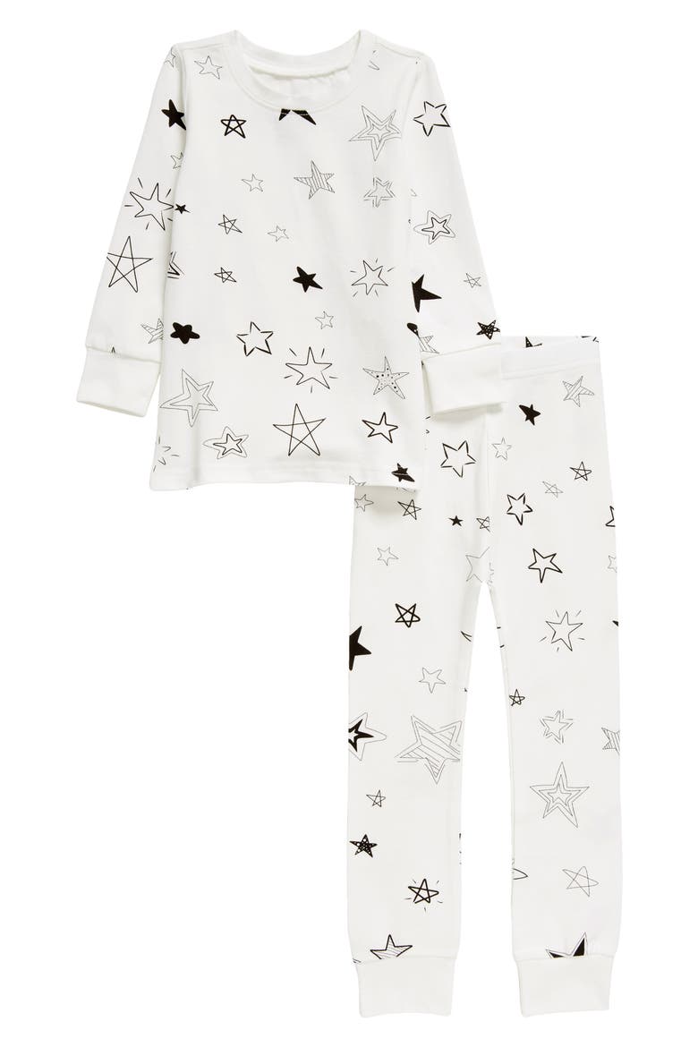 Kids Organic Two-Piece Pajama Set in Stars, Main, color, BLACK/ WHITE