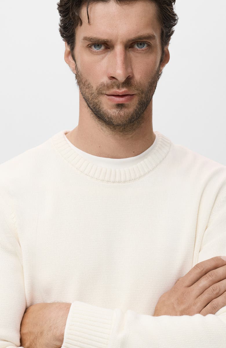 MANGO Fine Rib Knit Crewneck Sweater, Alternate, color, Off White