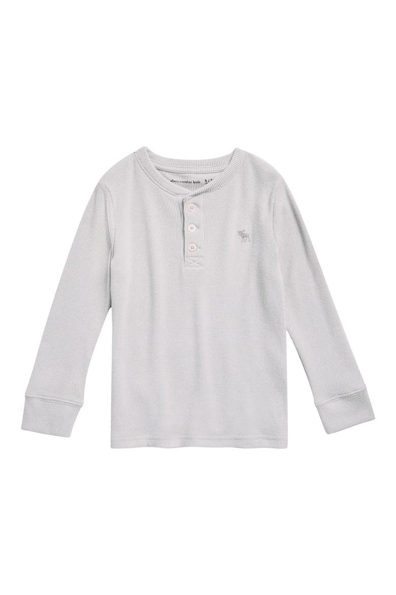 Kids' Long Sleeve Waffle Knit Henley Top, Main, color, LIGHT GREY HEATHER