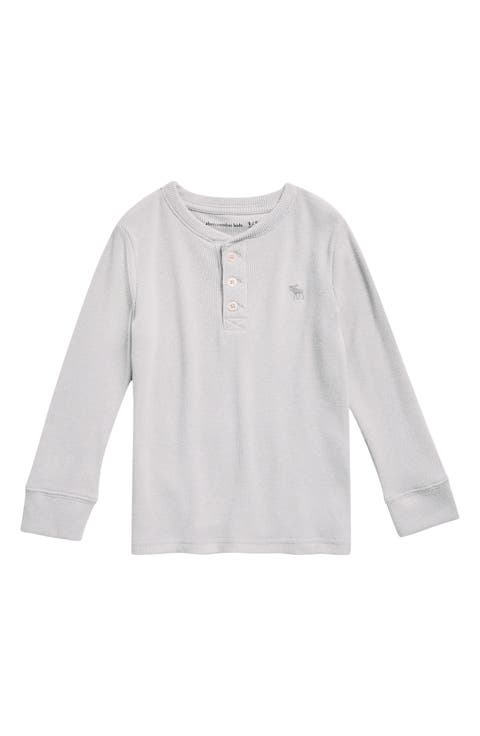 Kids' Long Sleeve Waffle Knit Henley Top