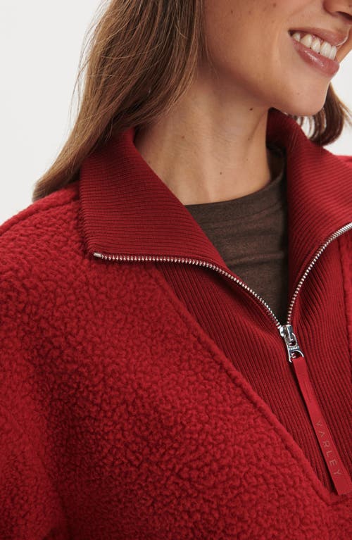 Varley Jaylin High Pile Fleece Half-zip Pullover In Red