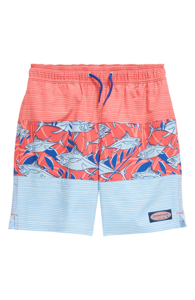 vineyard vines Kids' Chappy Colorblock Swim Trunks, Main, color, 